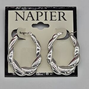 Napier Silver Hoop Earrings New With Tag